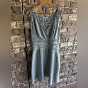 S&F 2005 Italy Linen Blue Lace Trim Sleeveless Dress Size S Boho Cottagecore